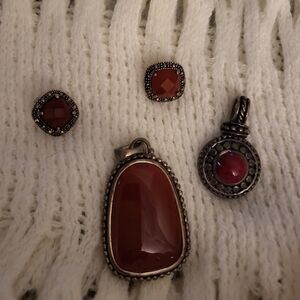 Elegant Red and Silver Jewelry Set